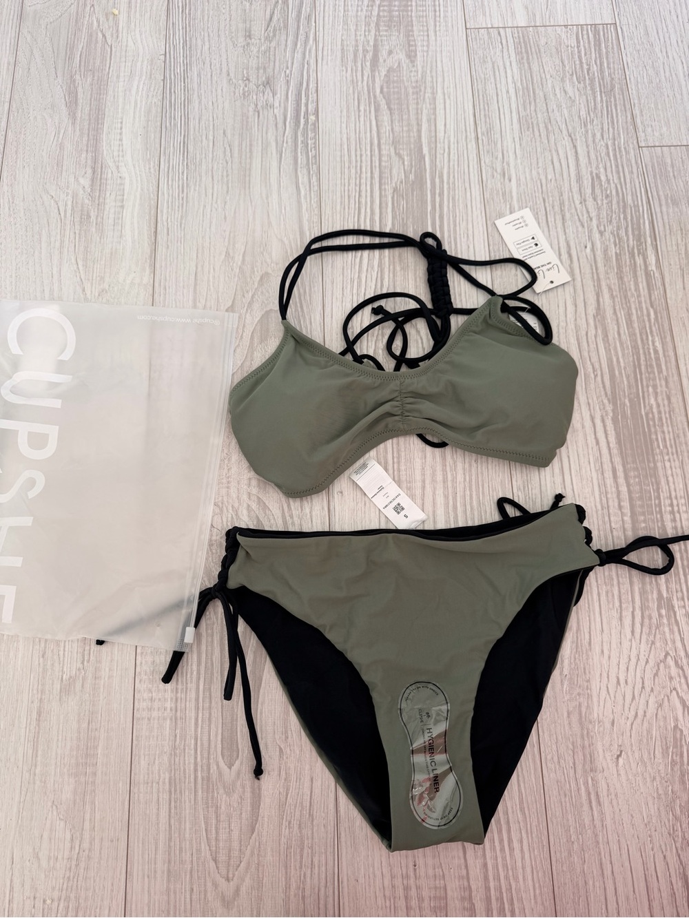 Cupshe Green & Black Bikini Set